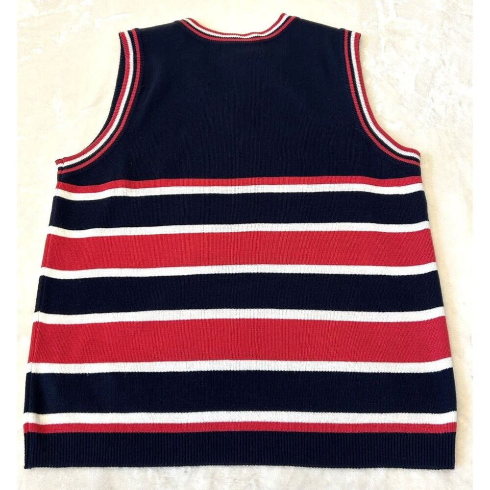 Trust Relax Knit V-Neck Striped Vest Sz M Red/White/Blue Nautical Preppy VTG - Picture 2 of 7